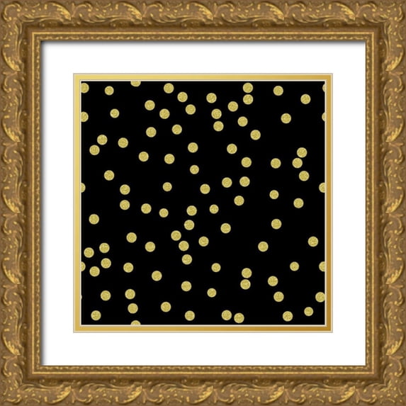Lavoie, Tina 20x20 Gold Ornate Wood Framed with Double Matting Museum Art Print Titled - Black Golden Round Confetti