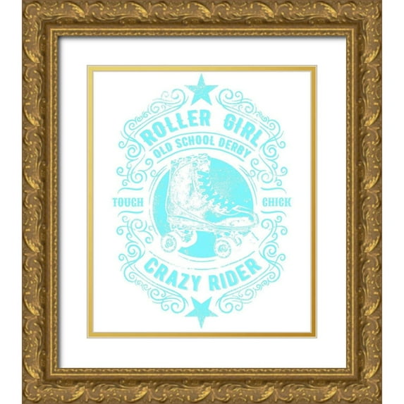 Lavoie, Tina 20x23 Gold Ornate Wood Framed with Double Matting Museum Art Print Titled - Roller Girl Aqua Tee