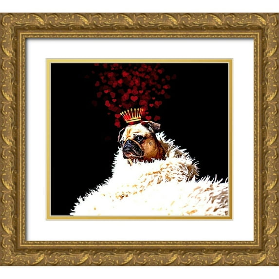 Lavoie, Tina 23x20 Gold Ornate Wood Framed with Double Matting Museum Art Print Titled - Royal Love Pup - Pug