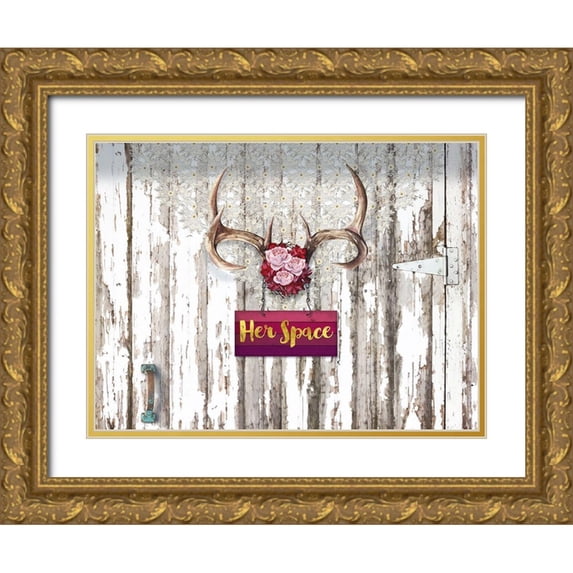 Lavoie, Tina 24x19 Gold Ornate Wood Framed with Double Matting Museum Art Print Titled - Her Space Santa Fe Cottage Style