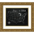 thumbnail image 1 of Lavoie, Tina 24x20 Gold Ornate Wood Framed with Double Matting Museum Art Print Titled - Chalkboard US Map, 1 of 4