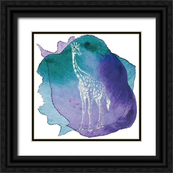 Lavoie, Tina 26x26 Black Ornate Wood Framed with Double Matting Museum Art Print Titled - Color Spot Safari Animals Giraffe
