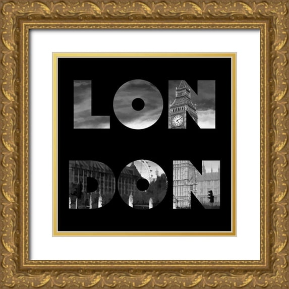 Lavoie, Tina 26x26 Gold Ornate Wood Framed with Double Matting Museum Art Print Titled - London Typography