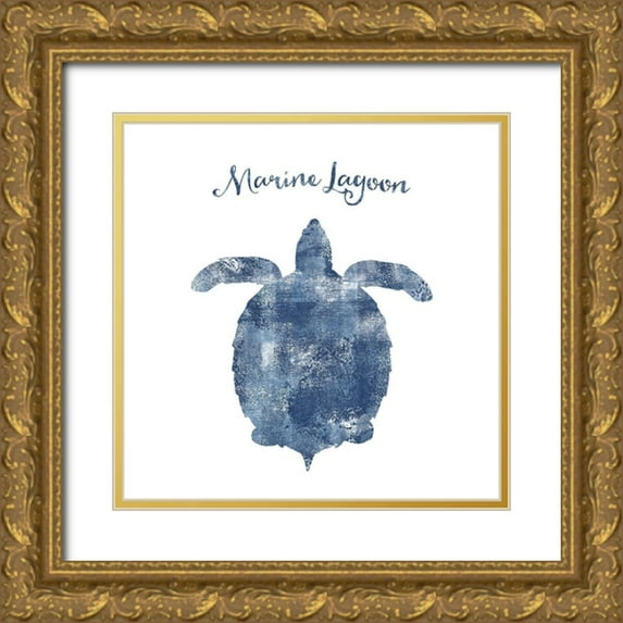 Lavoie, Tina 26x26 Gold Ornate Wood Framed with Double Matting Museum Art Print Titled - Turtle Marine Lagoon