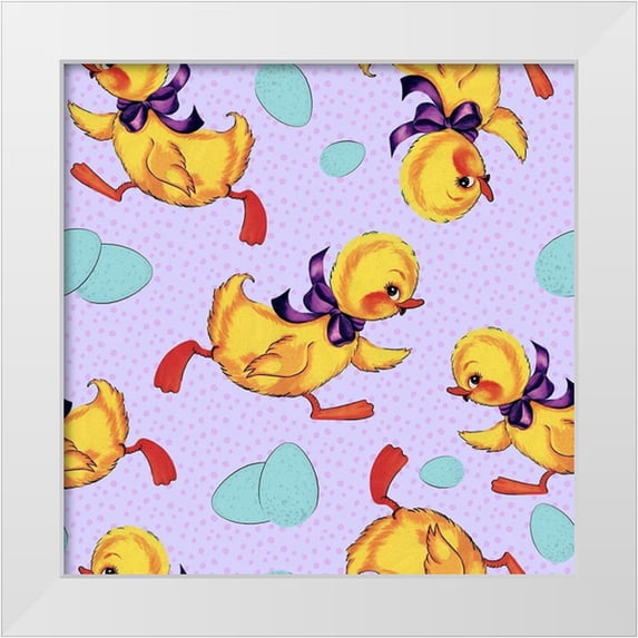 Lavoie, Tina 26x26 White Modern Wood Framed Museum Art Print Titled - Cute Ducking Pattern