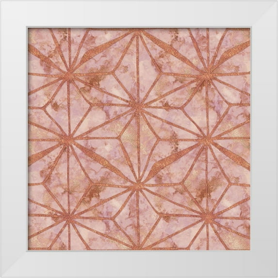 Lavoie, Tina 26x26 White Modern Wood Framed Museum Art Print Titled - Rosegold Metal Marble Abstract North Star