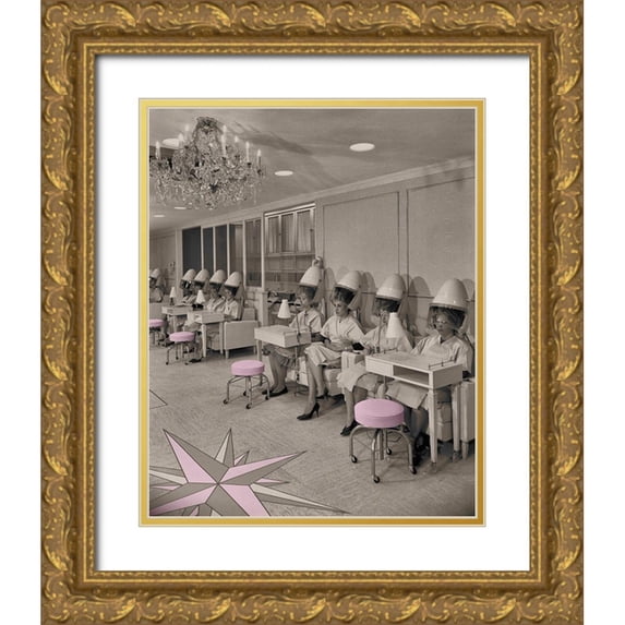 Lavoie, Tina 26x32 Gold Ornate Wood Framed with Double Matting Museum Art Print Titled - Beauty Day-Vintage Hair Salon