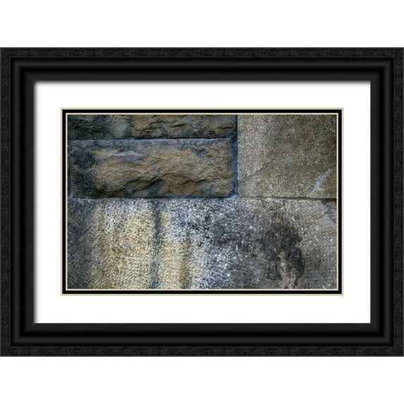 Lavoie, Tina 32x22 Black Ornate Wood Framed with Double Matting Museum Art Print Titled - Old Montreal Stone Wall 01