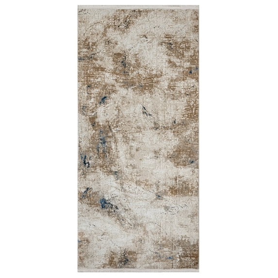 Lavonda Brown Abstract Polyester Area Rugs for Living Room Jacquard Textured Modern Rugs Soft Geometric Rug for Bedroom Washable Rug Non-Slip Bohemian Carpet Perfect for Dining Room Office Beige