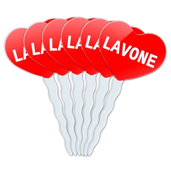 Lavone Heart Love Cupcake Picks Toppers - Set of 6