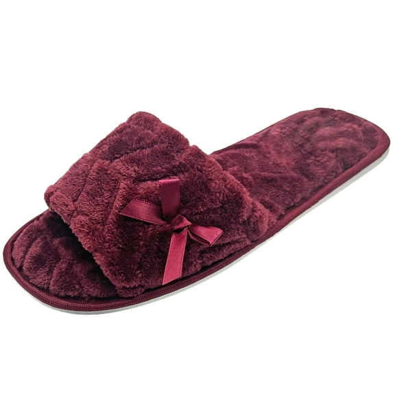 Lavra Women's Plush Open Toe Slippers | Velvet Velour House Shoes for Ladies