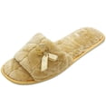 thumbnail image 1 of Lavra Women's Plush Open Toe Slippers | Velvet Velour House Shoes for Ladies, 1 of 5