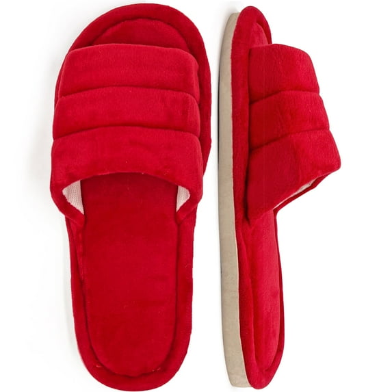 Lavra Women's Plush Terry Cloth Cozy Open Toe Slippers