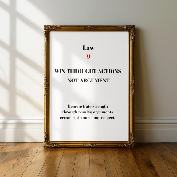 Law 9 Actions Not Argument Wall Art Print, Unframed Paper Poster 8x10in