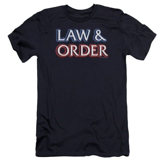 Law And Order Logo Premium Adult Slim Fit 30/1 T-Shirt Navy