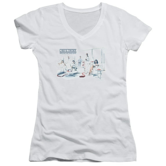 Law And Order Svu Dominos Junior Women's V-Neck T-Shirt White