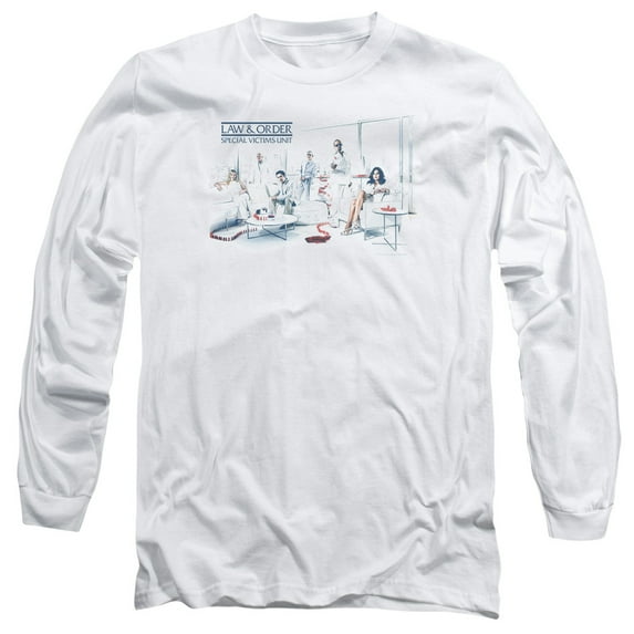 Law And Order Svu Dominos Long Sleeve Adult 18/1 T-Shirt White