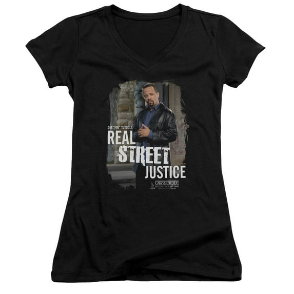 Law And Order Svu Street Justice Junior Women's V-Neck T-Shirt Black