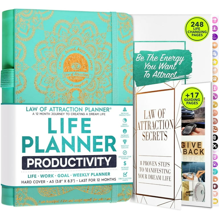 Law of Attraction Planner - Undated Deluxe Weekly, Monthly Planner, a 12  Month Journey to Increase Productivity & Happiness - Life Organizer,  Gratitude Journal, and Stickers, A5 