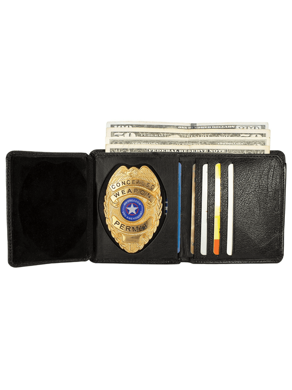 Law Enforcement ID Badge Holder Slim Bifold Stylish Wallet With Card Flap Police