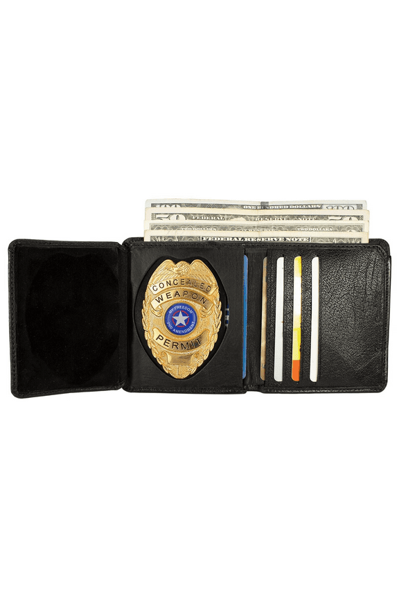 Law Enforcement ID Badge Holder Slim Bifold Stylish Wallet With Card Flap Police