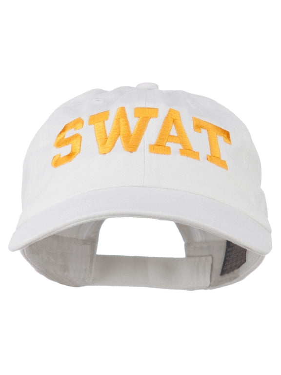 Law Enforcement SWAT Embroidered Pet Spun Cap - White OSFM