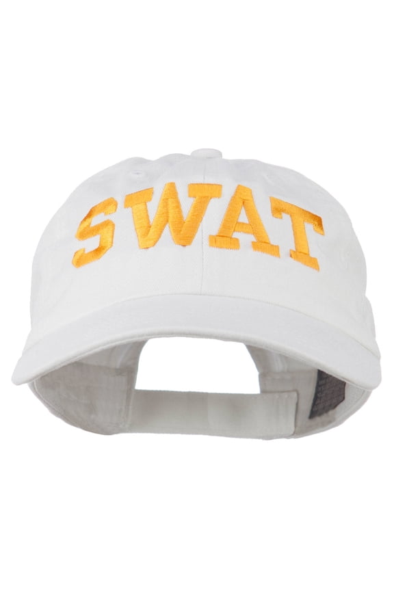 Law Enforcement SWAT Embroidered Pet Spun Cap - White OSFM