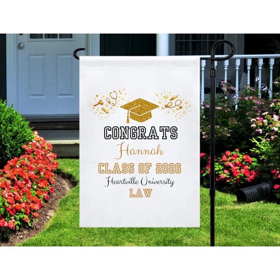 Law Graduation Garden Flag Class of 2026, Personalized Name Yard Flag for Law School Graduate