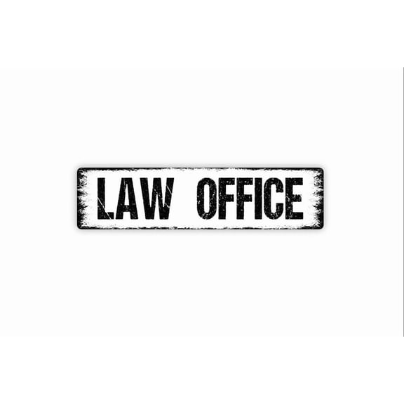 Law Office Sign - Attorney Lawyer Office Reception Rustic Street Metal Aluminum Sign or Door Name Plate Plaque - Size: 16 x 4 Inches