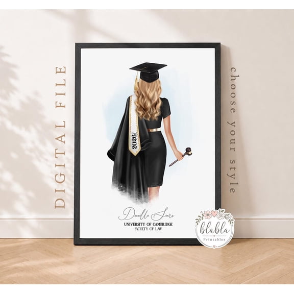 Law School Graduation Wall Art Print, Unframed Paper Poster 8x10in