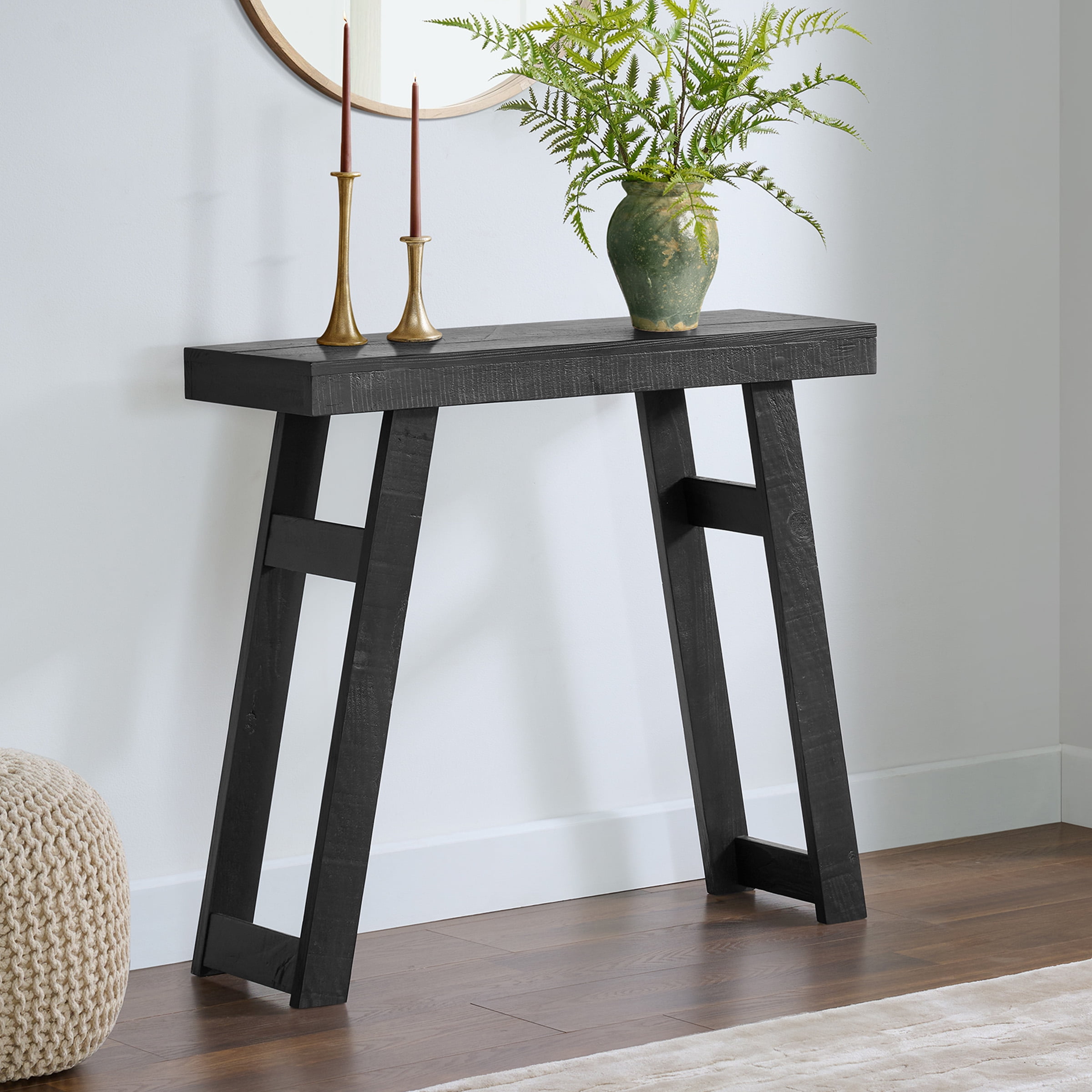 Alaterre Furniture Lawas Solid Wood Console Table - 36 Inch Small Entryway Table (Black)