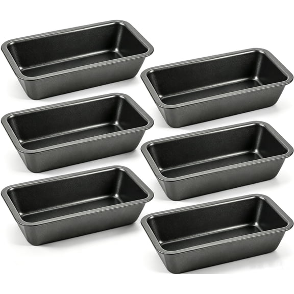 Lawei 6 Pack Mini Loaf Pans Nonstick Carbon Steel Bread Baking Tins, 3.5x6 Inch Small Banana Bread Pan Set for Meatloaf, Lasagna, Cakes, Dishwasher Safe Oven Air Fryer Compatible