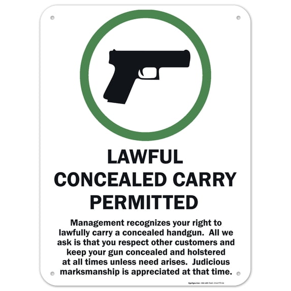 Lawful Concealed Carry Permitted Sign,