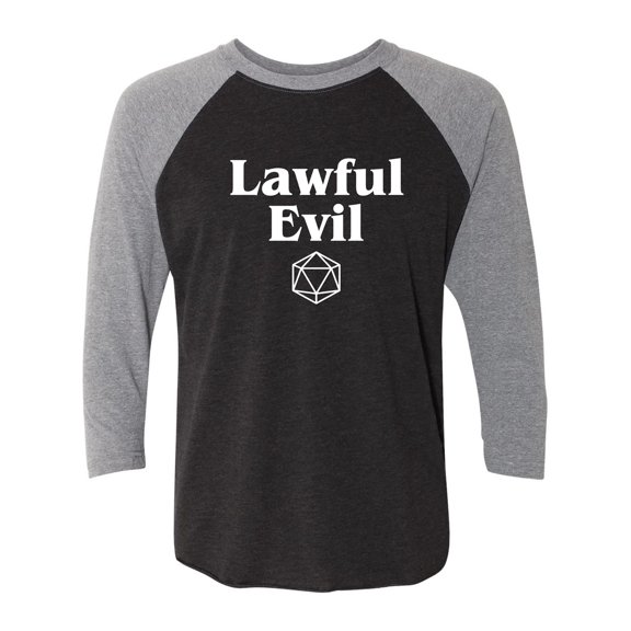 Lawful Evil Unisex 3/4 Sleeve Baseball Raglan Tee