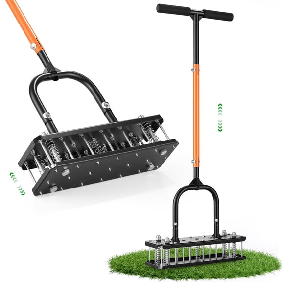 Lawn Aerator 21 Pre-assembled Metal Spikes Automatic Dirt & Leaves Clean Design Soil Aerating Tools For Yard And Garden Tool