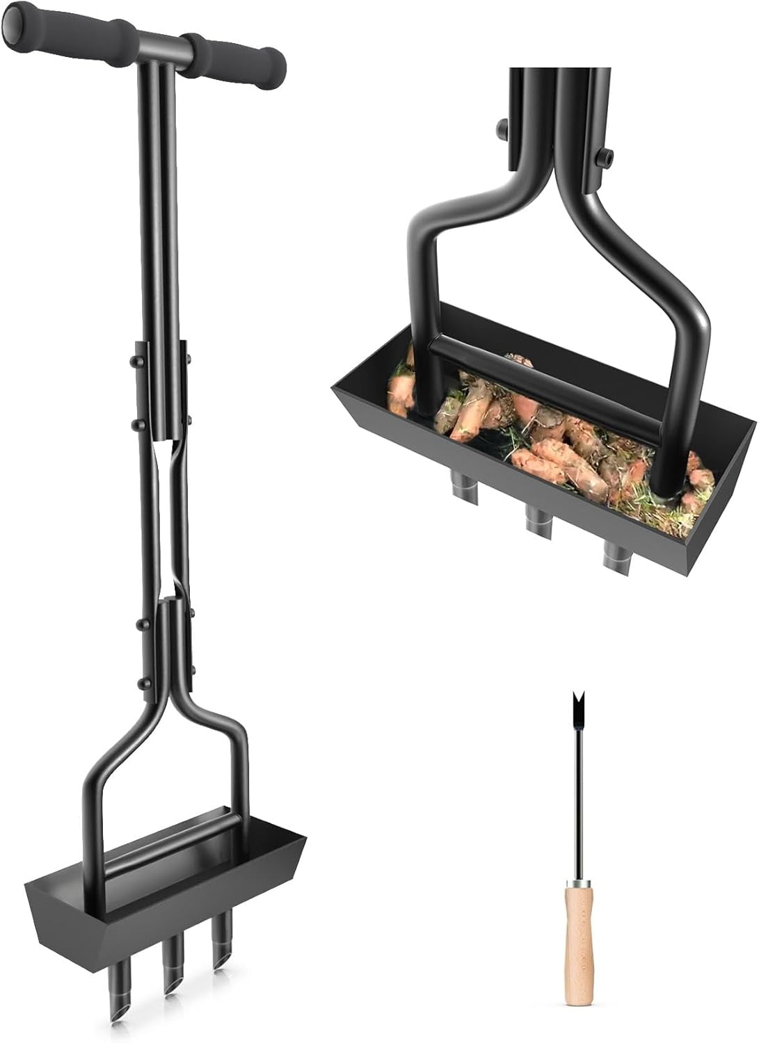 Lawn Aerator, Core Aerator with Soil Core Storage Tray, Manual Grass