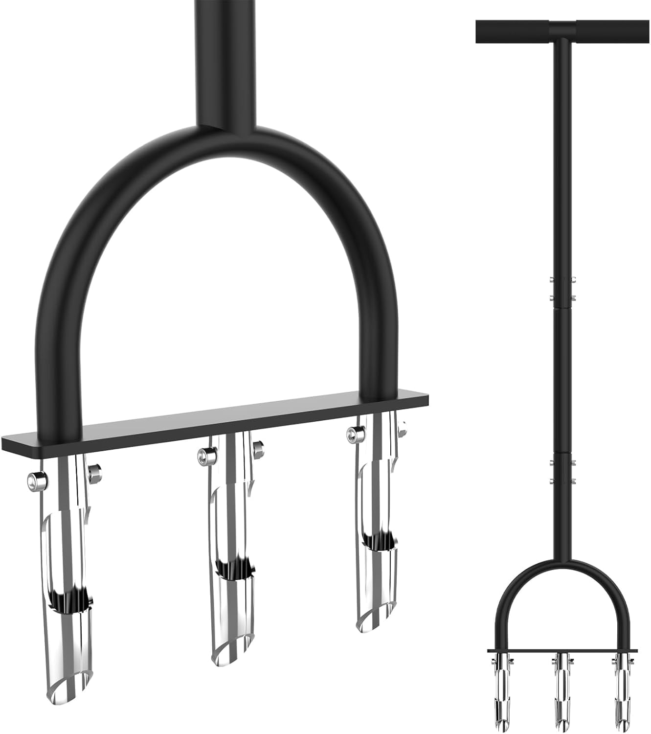 Lawn Aerator Coring Tool, Tool with 3 Hollow Tines, Manual Core for Garden Care and Loosen Compacted Soil, Aeration,