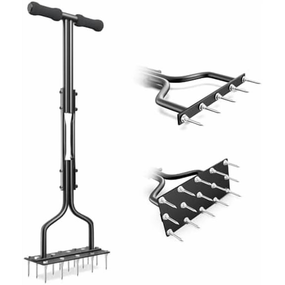 Lawn Aerator, Lawn Spike Aerator Manual Tool with 15 Pieces Solid Steel Spikes, Garden Grass Aeration, Soil Aerating Tool with Clean Tool for Aerating Lawns and Yard Care$$Garden & Patio