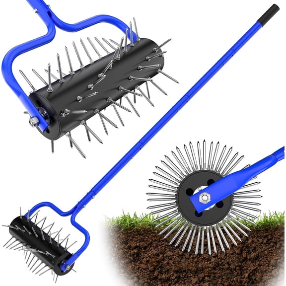 Lawn Aerator Roller,Manual Aerator Tool,Heavy Duty Lawn Spike Aerator Roller with 54 Spikes,79" Adjustable Handle Manual Push Aerator Lawn Tool,Lawn Aeration for Lawn Care & Soil Penetrat