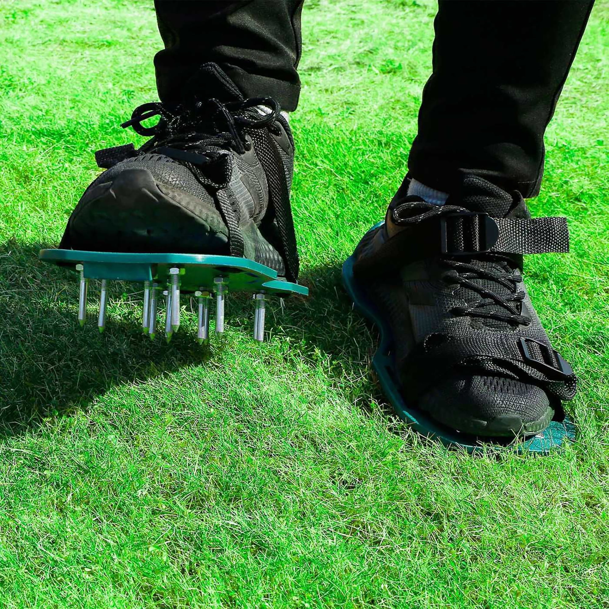Lawn Aerator Shoes – Metal Spike Sandals for Aeration, Strong PP Base, Adjustable Straps, Improve Lawn Health Fast