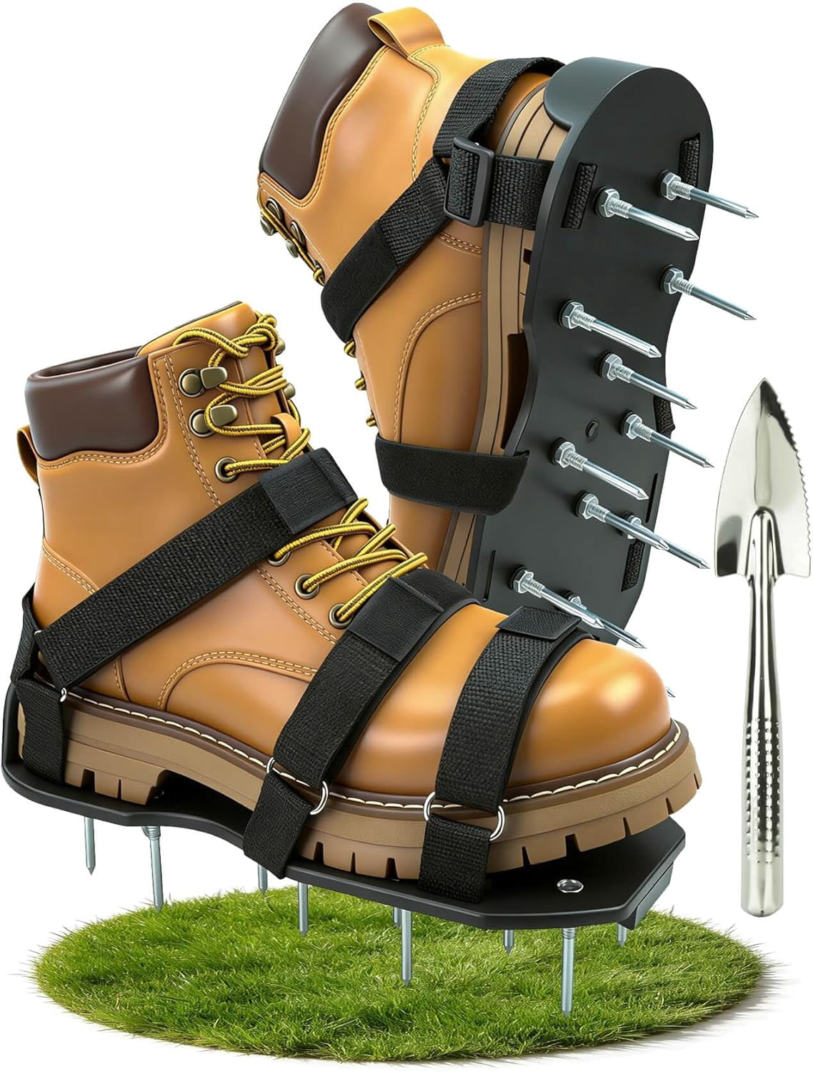 Lawn Aerator Shoes, Grass Aerator shoes with Adjustable Spike, Spiked Aerating Sandals Heavy Duty Lawn soil Aerator Tool for Yard Patio Garden Lawn