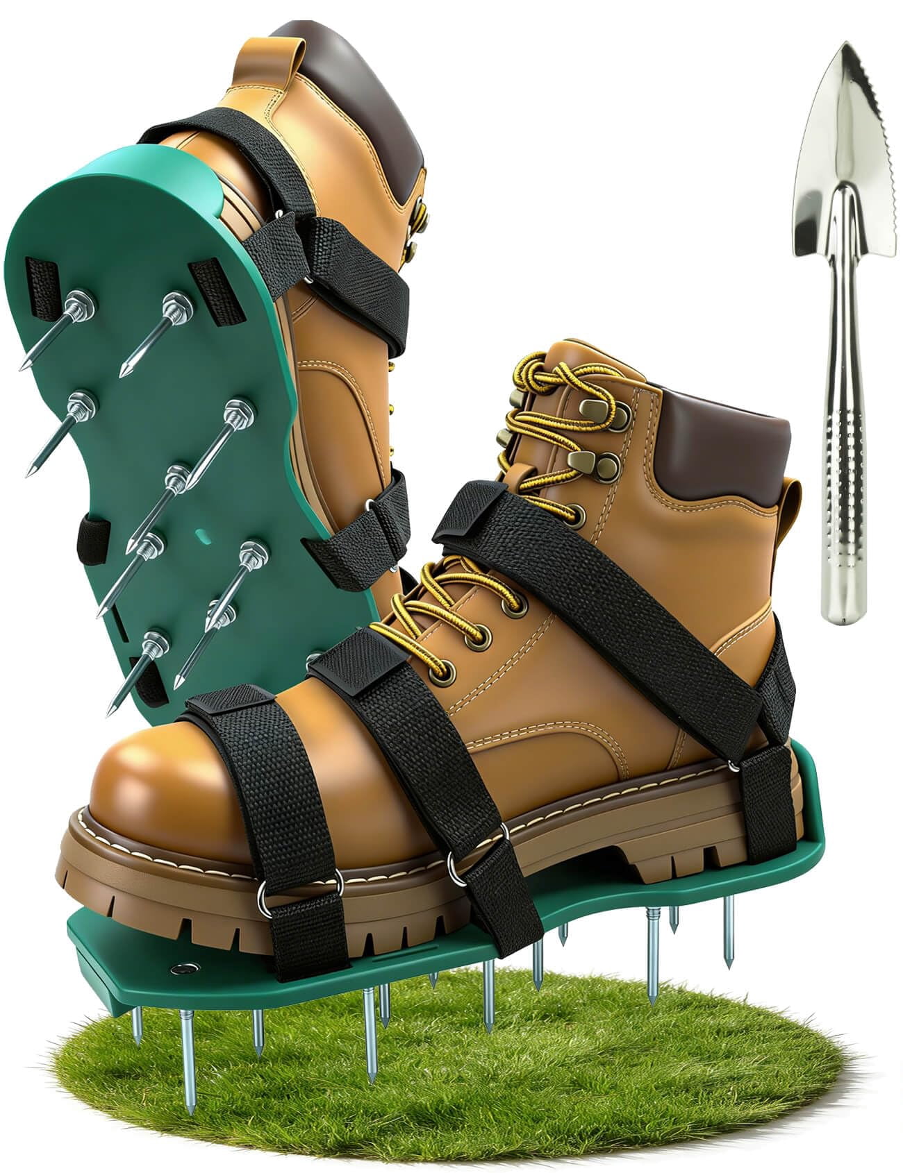 Lawn Aerator Shoes For Grass  Pre-assembled Heavy Duty Tool With Hook And Loop Straps One Size Fits All Spiked Effectively Aerating Yard Garden Patio Soil No Installation