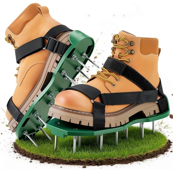 Lawn Aerator Shoes with Hook & Loop Straps, All New Unique Design Free-Installation Heavy Duty Spiked Aerating Sandals, One-Size-Fits-All for Yard Patio Lawn Garden