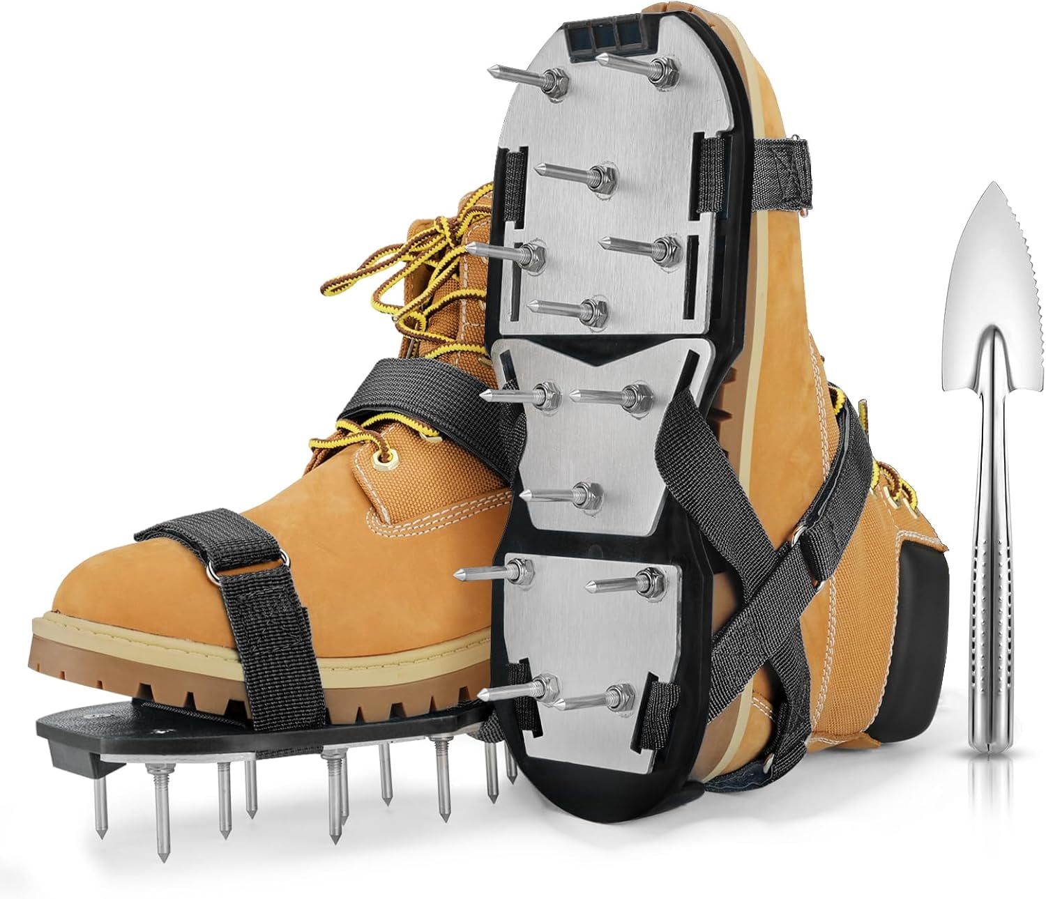 Lawn Aerator Shoes for Grass - Pre-Assembled Soil Yard Tool Aerating Patio Garden, Black, Medium