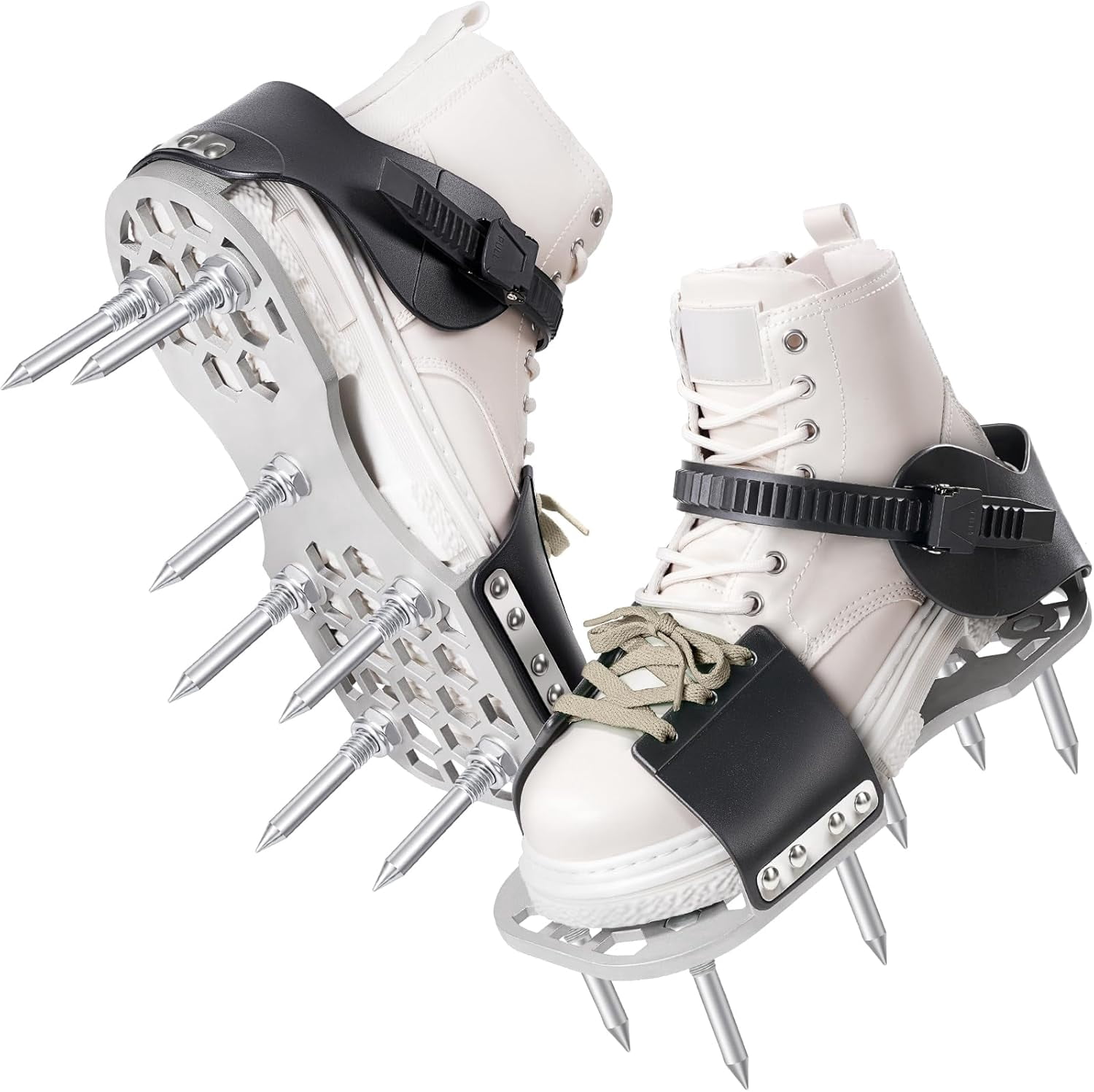 Lawn Aerator Shoes with 5mm Metal Sole Adjustable Straps Bend-Resistant Spikes Fully Assembled Black