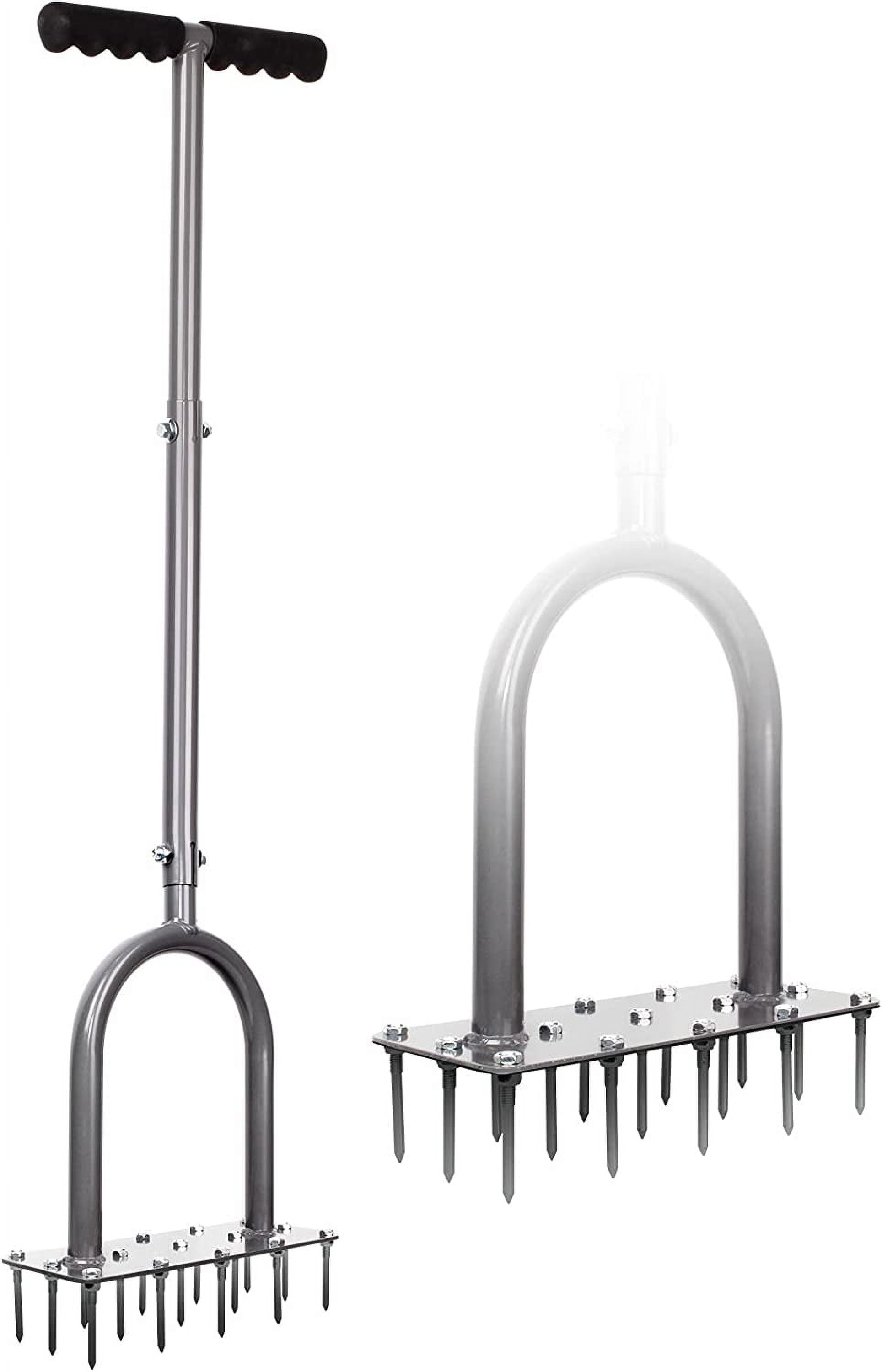 Lawn Aerator Spike Metal Manual Dethatching Soil Aerating with 15 Iron Spikes, Pre-Assembled Grass Plug Tools for Yard, Aeration, Garden Tool, Revives Health, Patented