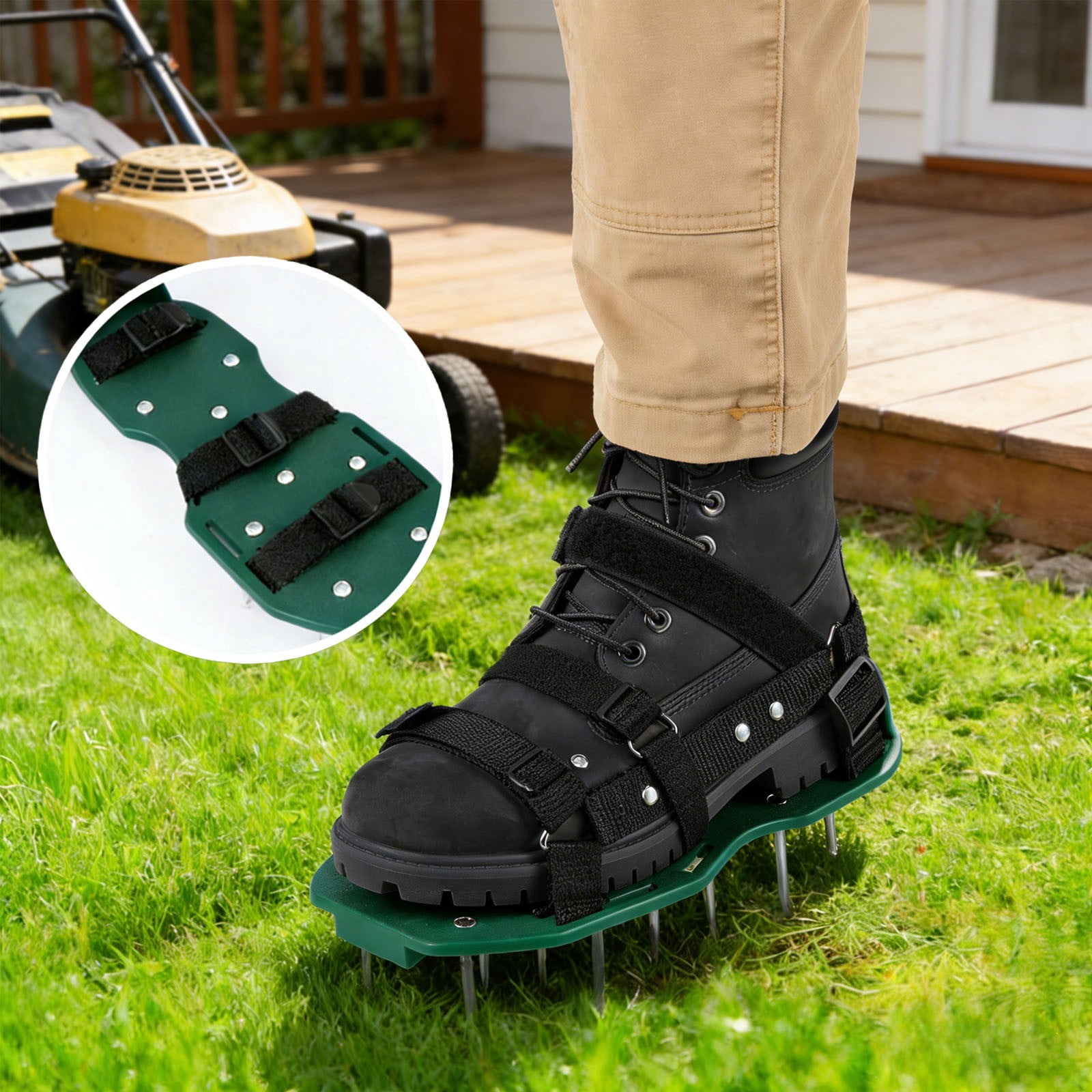 Lawn Aerator Spike Sandals, Adjustable Garden Aerating Shoes, Heavy Duty Grass Aerator For Yard Soil Loosening And Lawn Care Maintenance