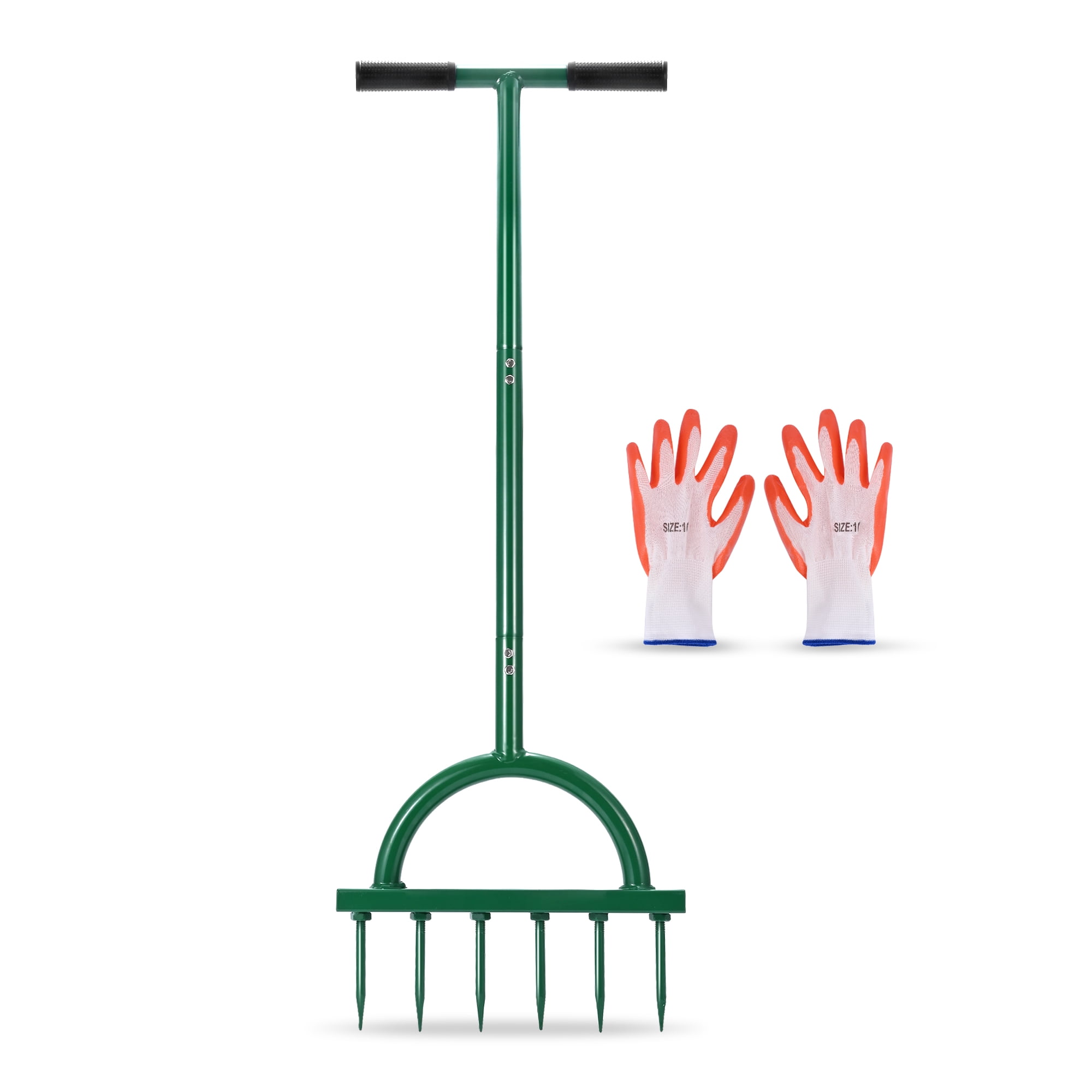 JouZYA Adjustable Lawn Aerator With 4 Spikes & Spring – Manual Grass Aerator Tool For Lawns, Yards & Gardens