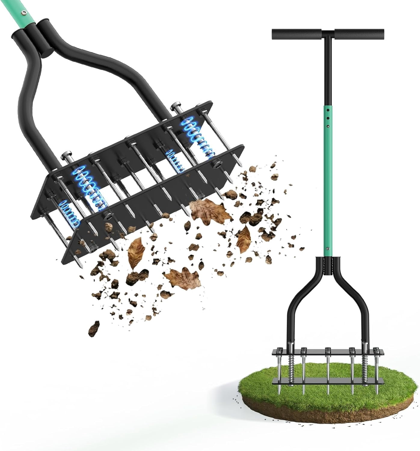 Lawn Aerator Tool, 15 Spike for Compacted Soil, Heavy Duty Yard with Foot Plate, Grass & Soil Care, Easy-to-Use Hand Small