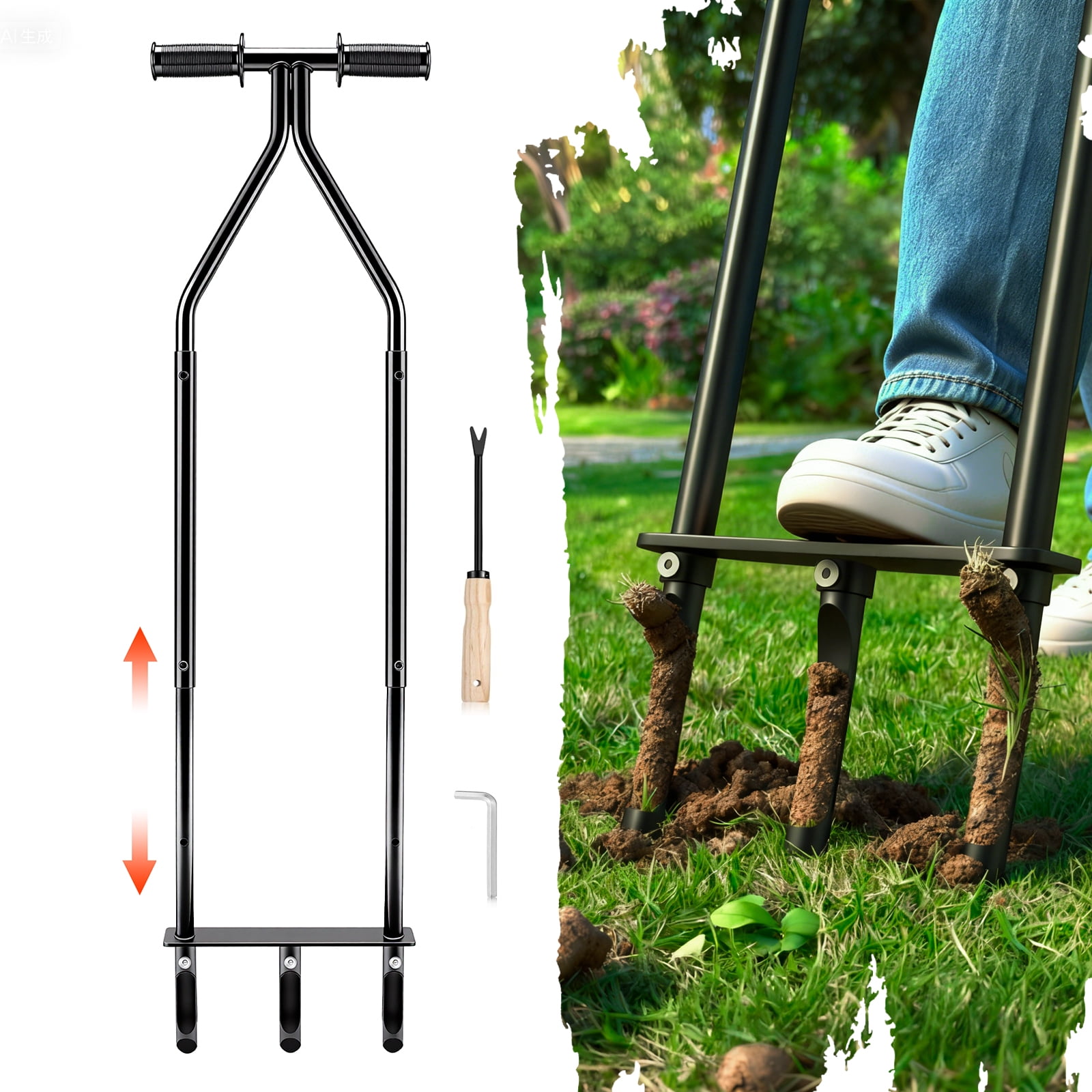 Lawn Aerator Tool, Core Aerator Lawn Tool with Alloy Steel Material, Sturdy Grass Aerator for Lawn Health Soil Yard Aerator